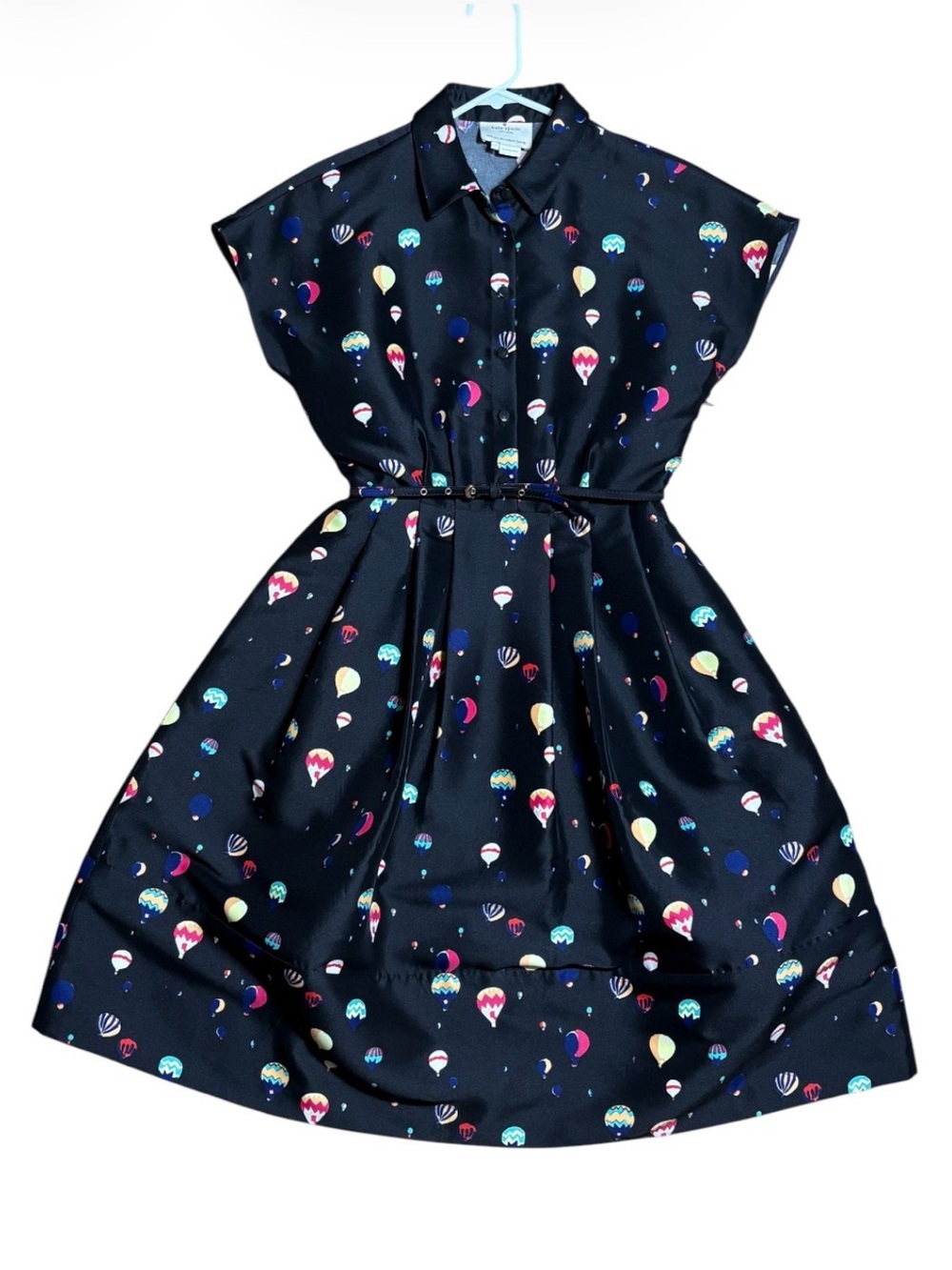 Kate Spade New York Hot Air Balloon Fit & Flare Shirt Dress In Black/Multi Sz 2